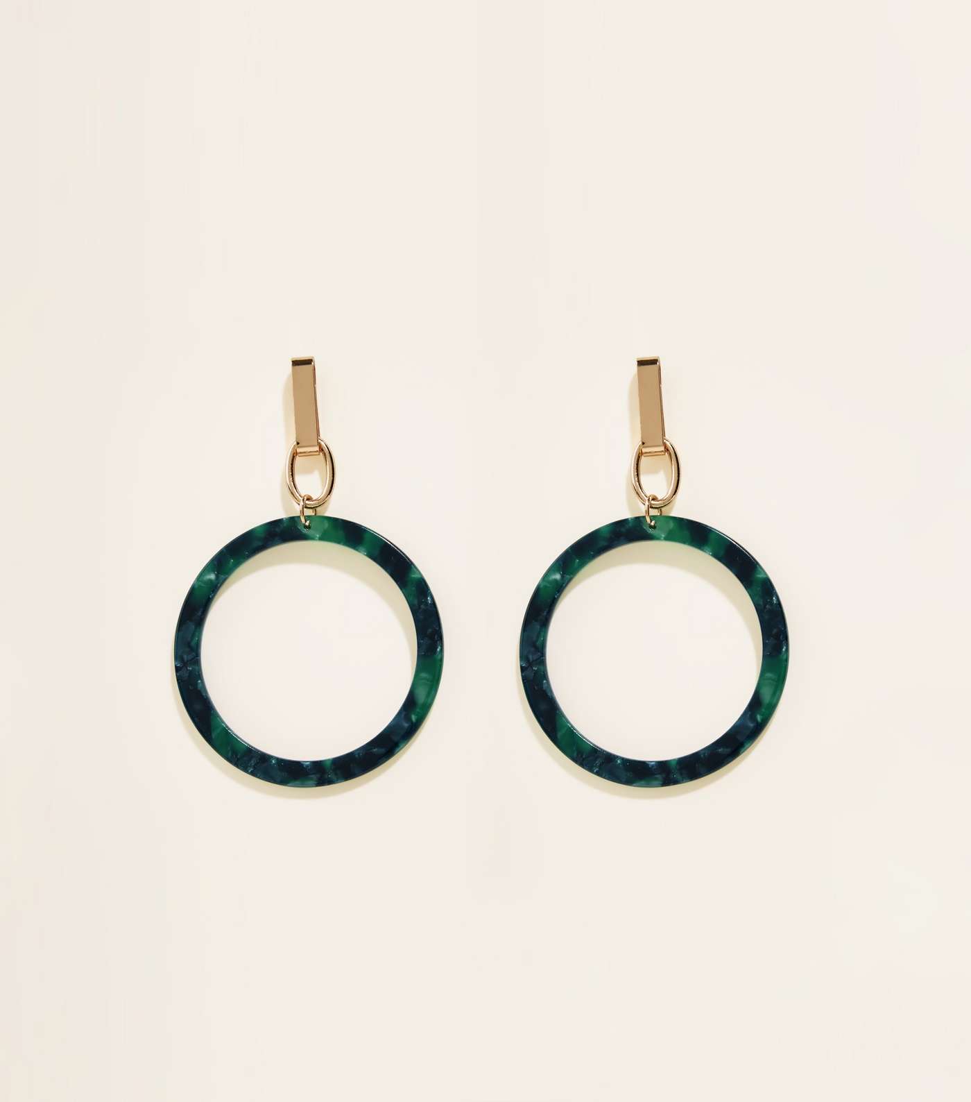 Dark Green Graphic Resin Hoop Earrings