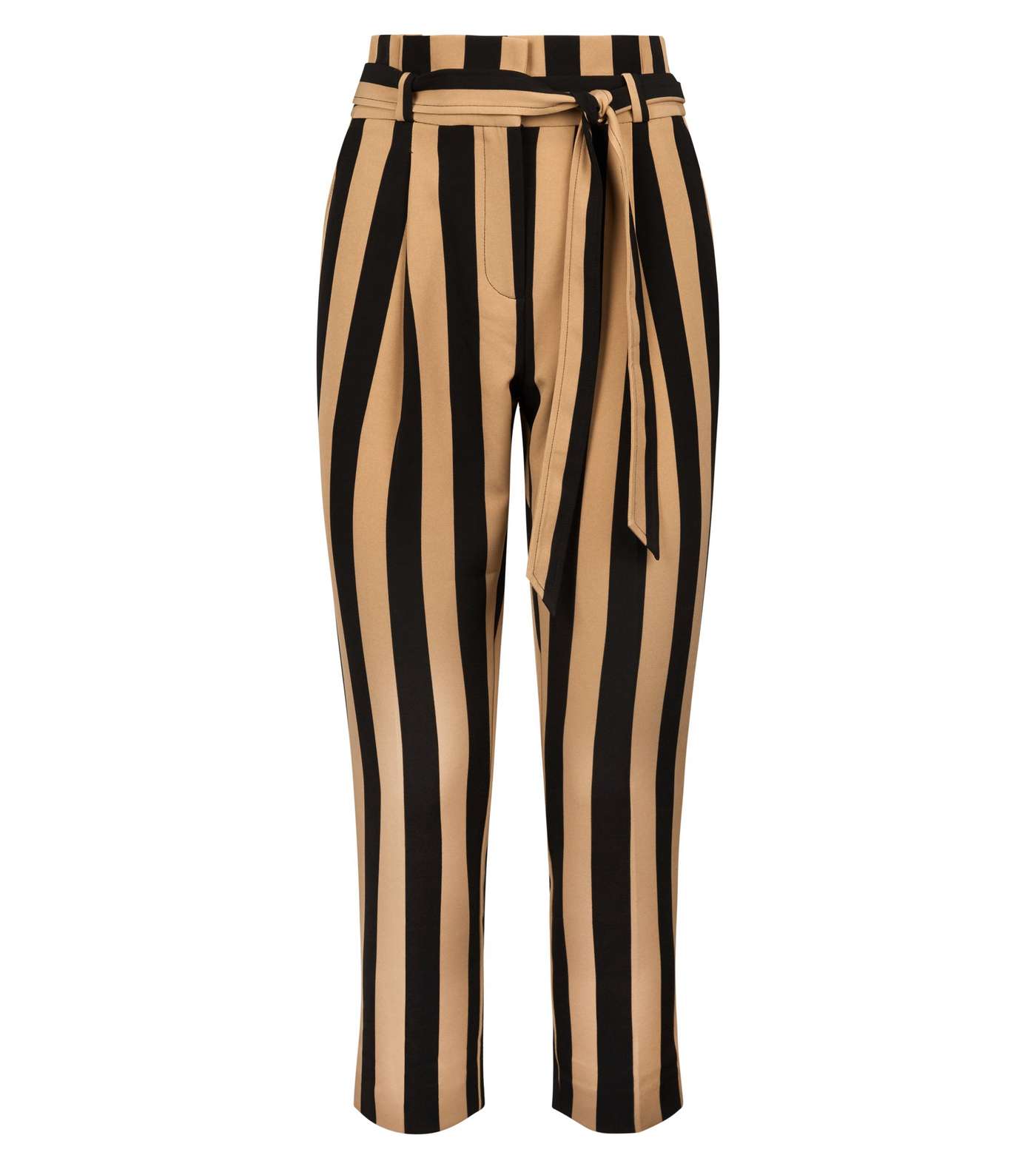 Petite Black Stripe Paperbag Waist Trousers  Image 4