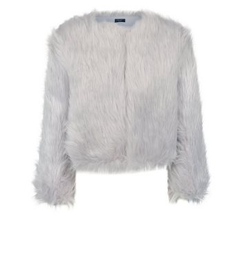 new look fur coat grey