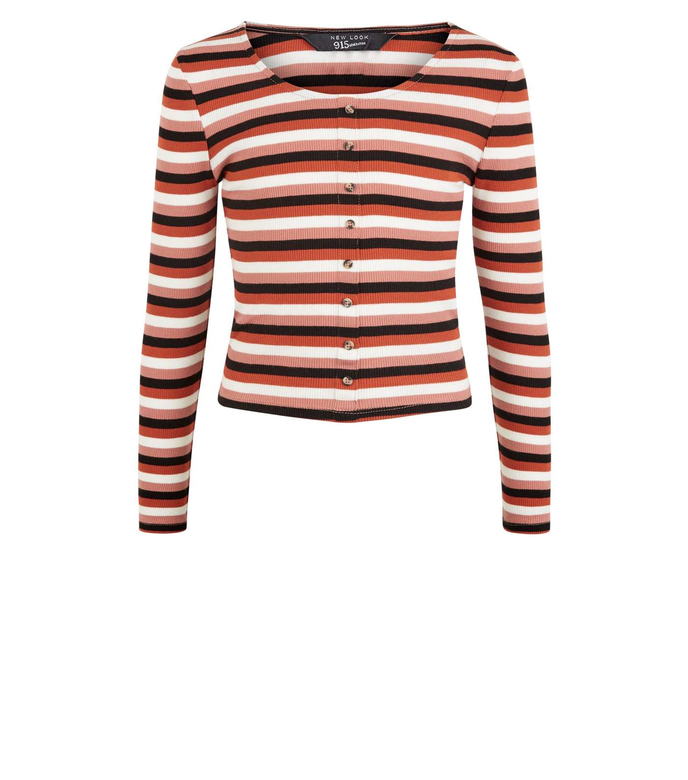 Girls Pink Stripe Button Front Top Image 4