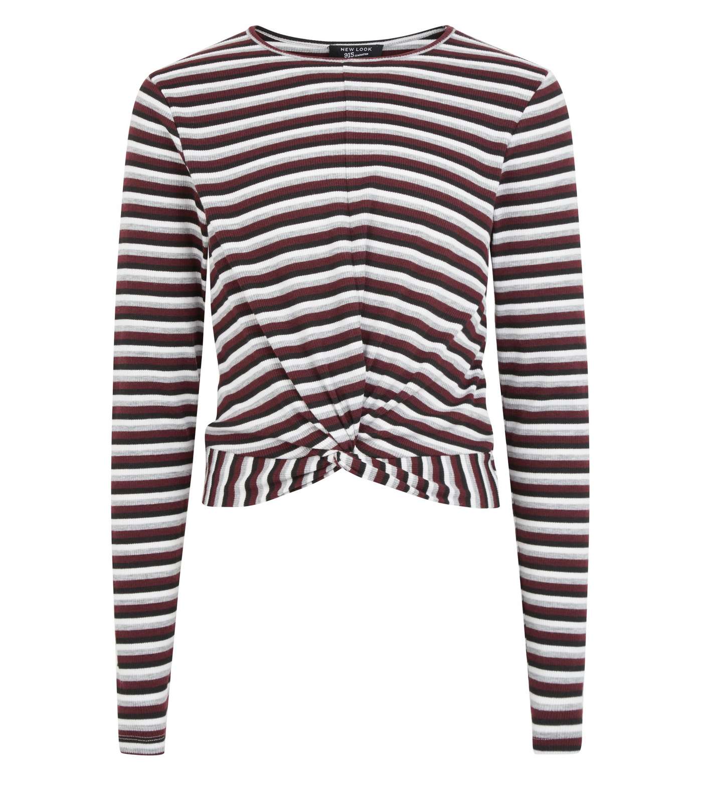 Girls Black Stripe Twist Front Long Sleeve T-Shirt Image 4