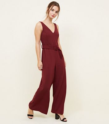 burgundy jumpsuit new look