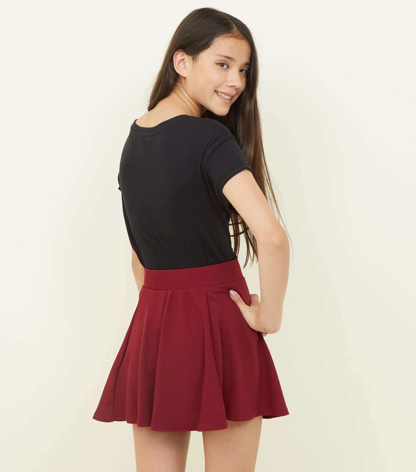 Girls Burgundy Skater Skirt  Image 3