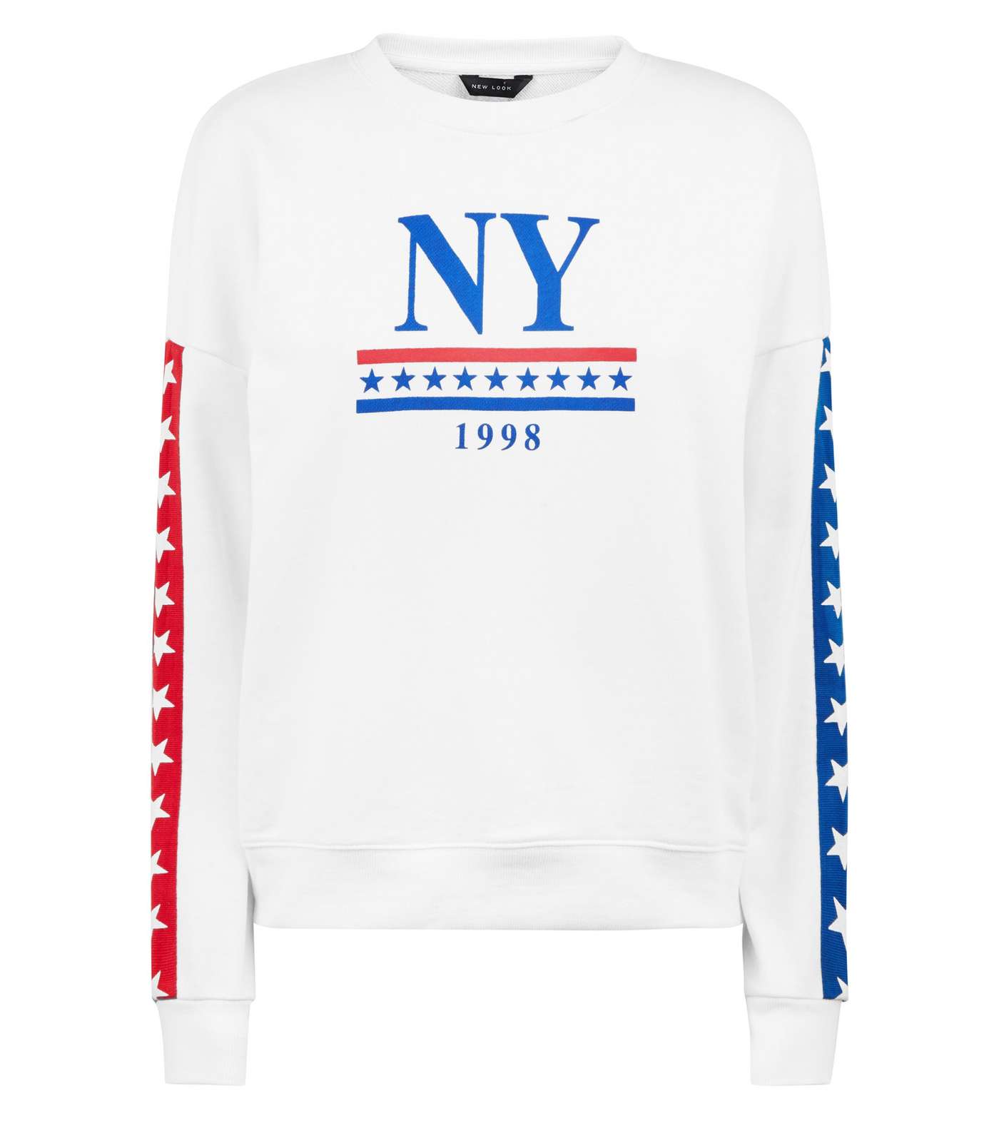 White NY Star Tape Logo Sweatshirt  Image 4