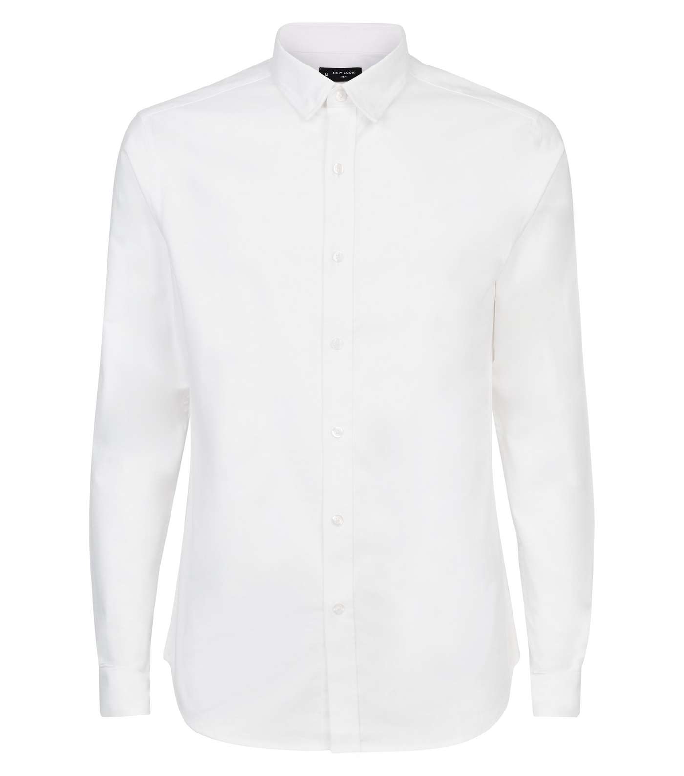 White Long Sleeve Muscle Fit Oxford Shirt Image 4
