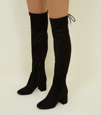 großartiges Aussehen vorbestellen ästhetisches Aussehen Raid Wide Fit – Kola – Schwarze Overknee stiefel Mit Runder Zehenpartie from ASOS on 21 Buttons