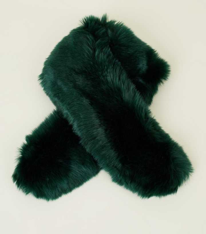 Dark Green Faux Fur Collar 