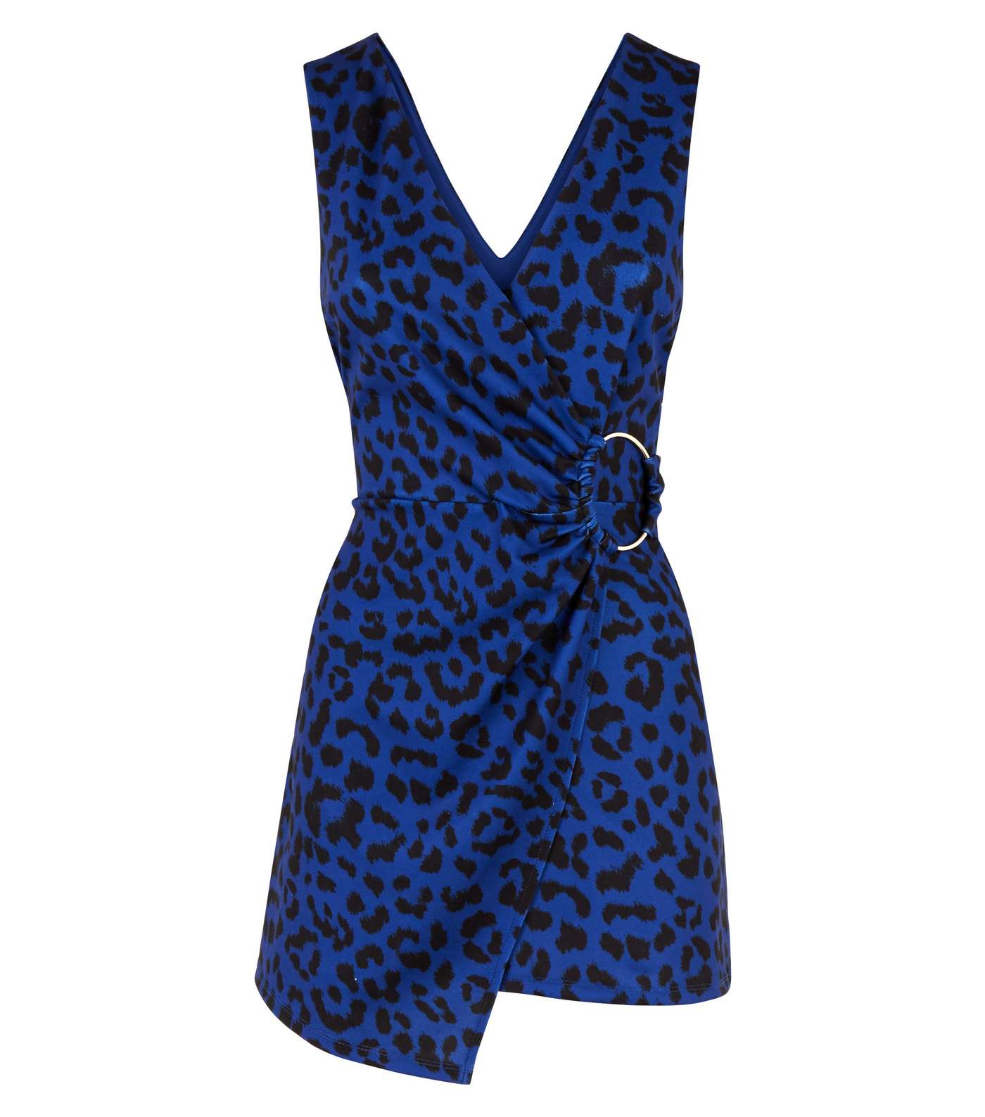 Bright Blue Leopard Print Ring Side Playsuit  Image 4