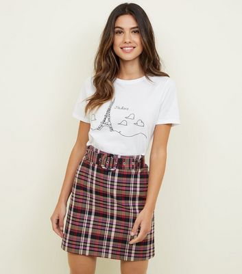 Pink Check Ring Buckle Belted Mini Skirt | New Look