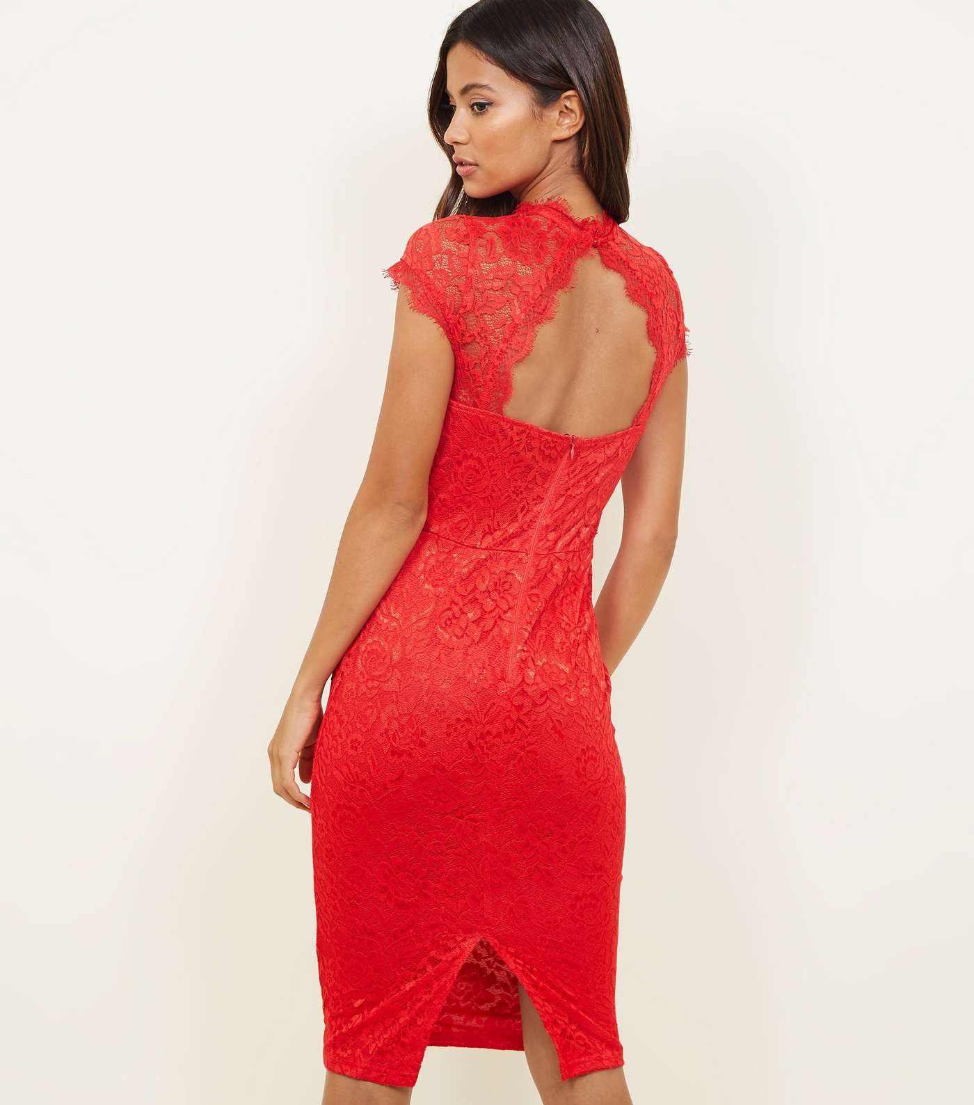 AX Paris Red Lace Cut Out Bodycon Dress Image 3