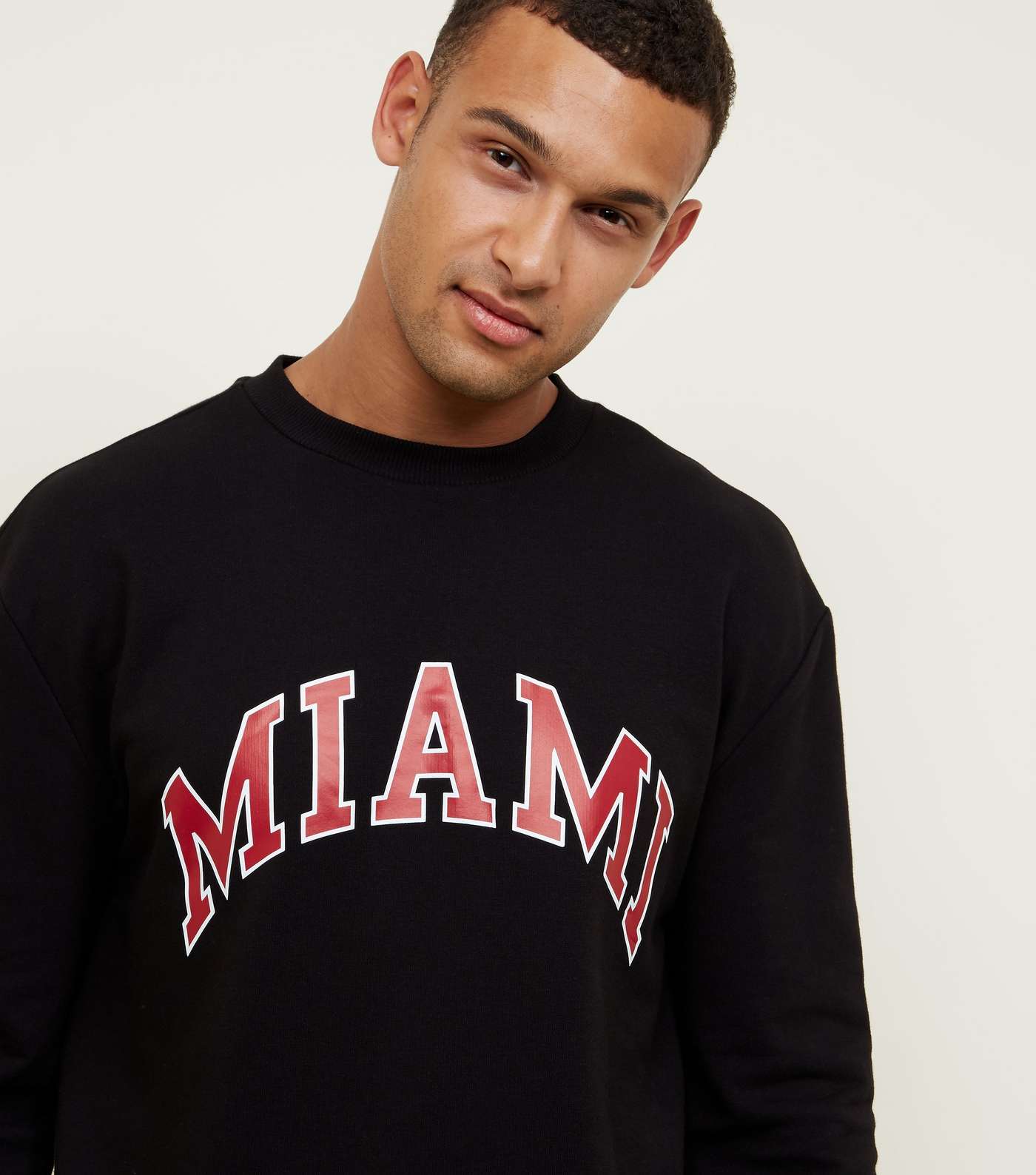 Black Miami Slogan Crew Sweatshirt Image 5