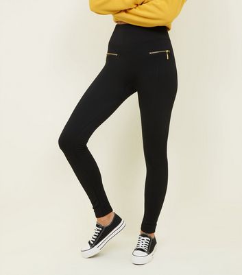 Legging noir à doublure fine et zips 