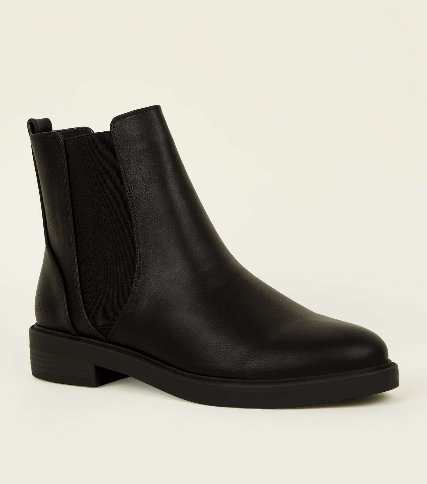 Black Leather-Look Chelsea Boots 