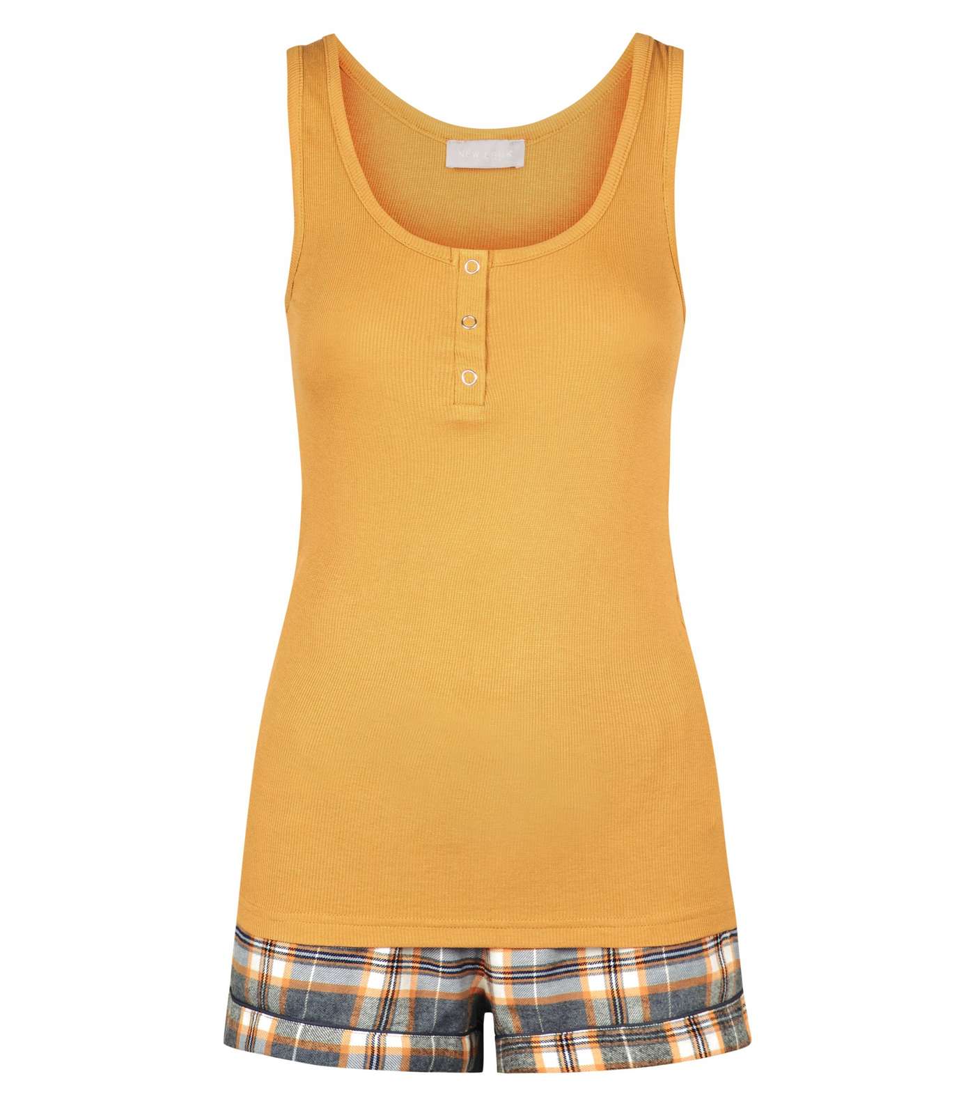 Mustard Check Shorts Pyjama Set  Image 4