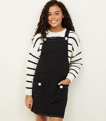 girls black pinafore dress