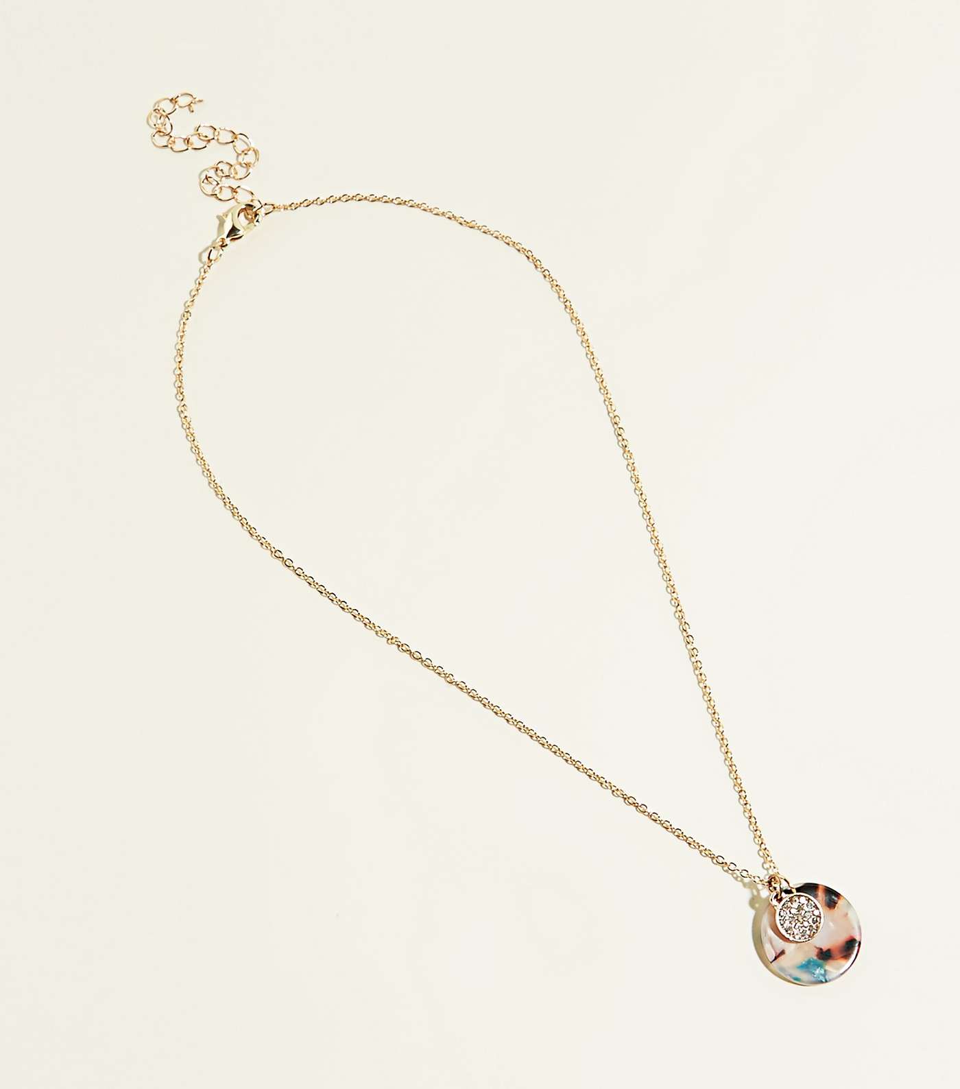 Gold Diamanté and Resin Pendants Necklace