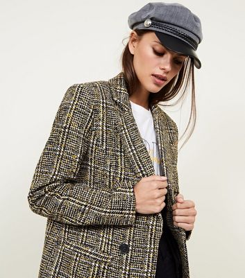 mustard boucle coat