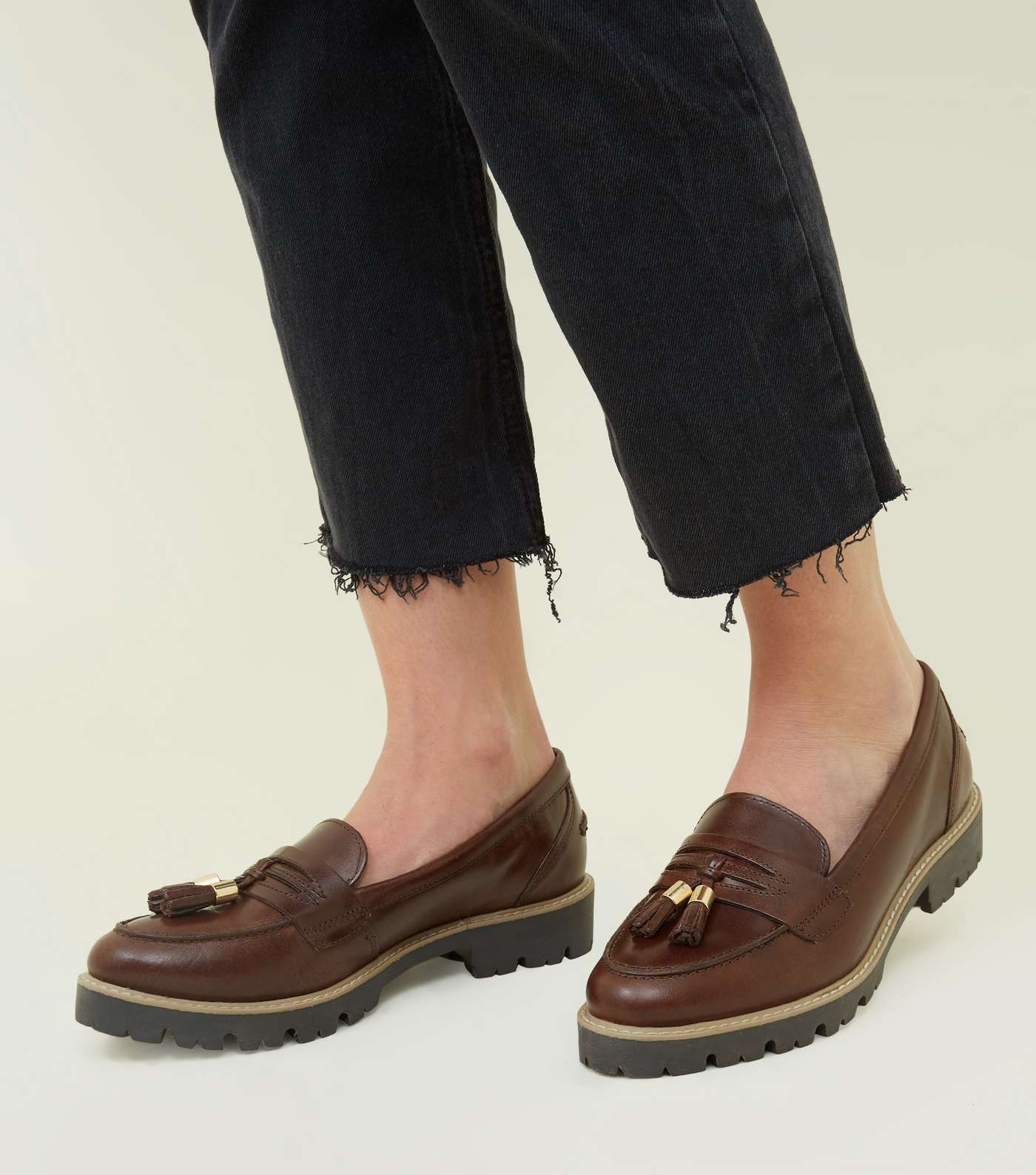 Rust Leather Chunky Sole Loafers  Image 2