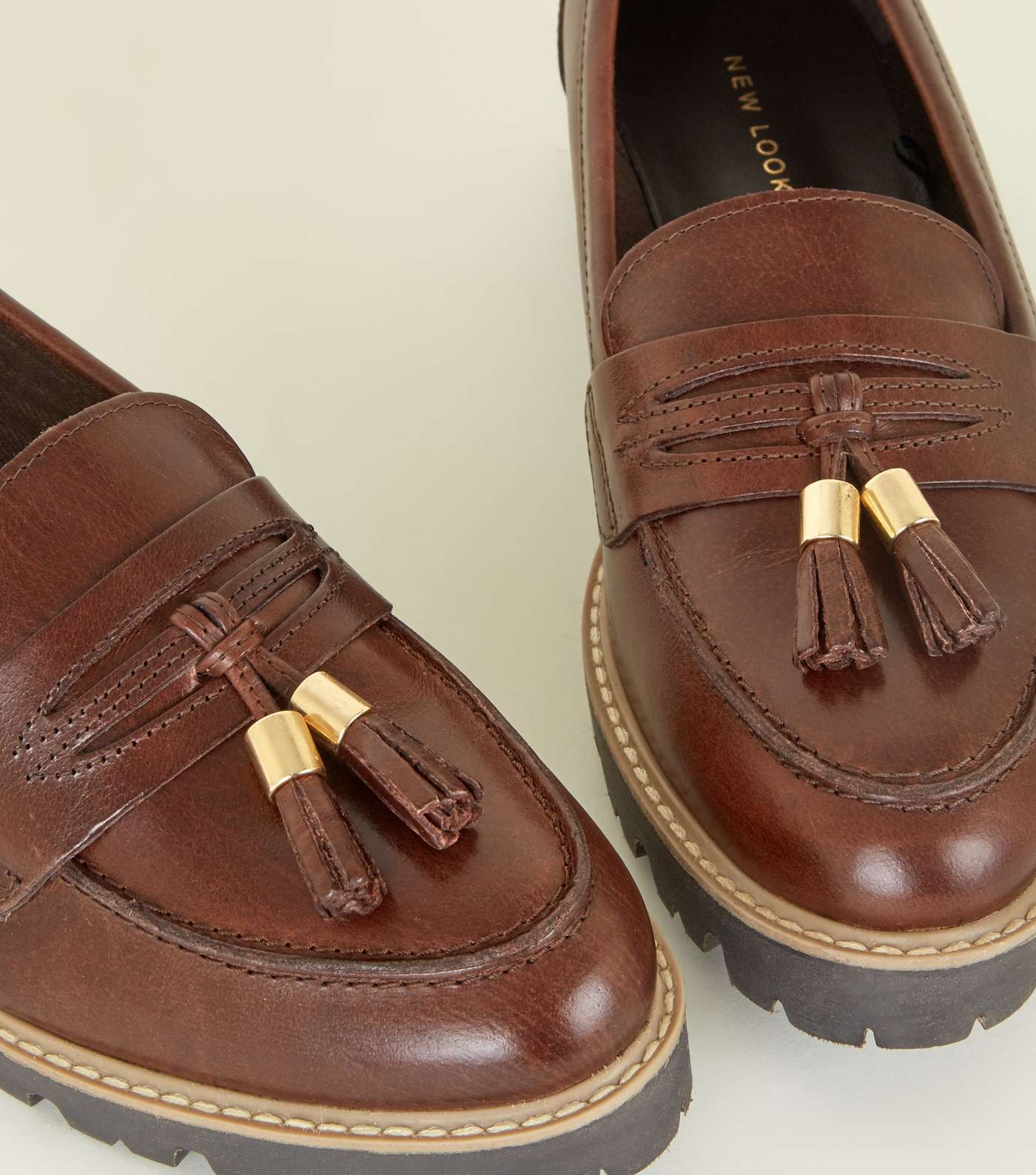 Rust Leather Chunky Sole Loafers  Image 4