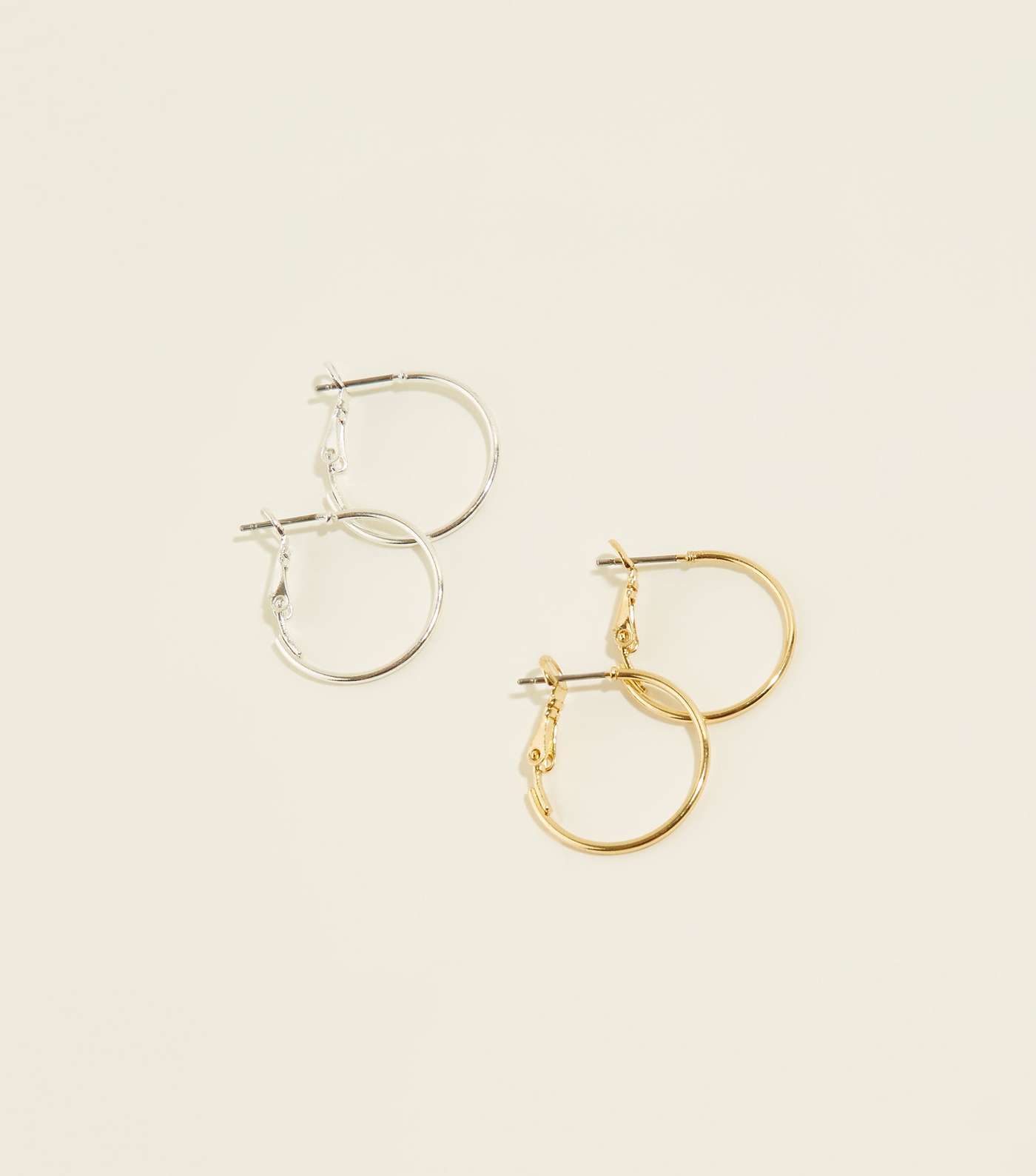 2 Pack Gold and Silver Skinny 15mm Hoop Earrings
