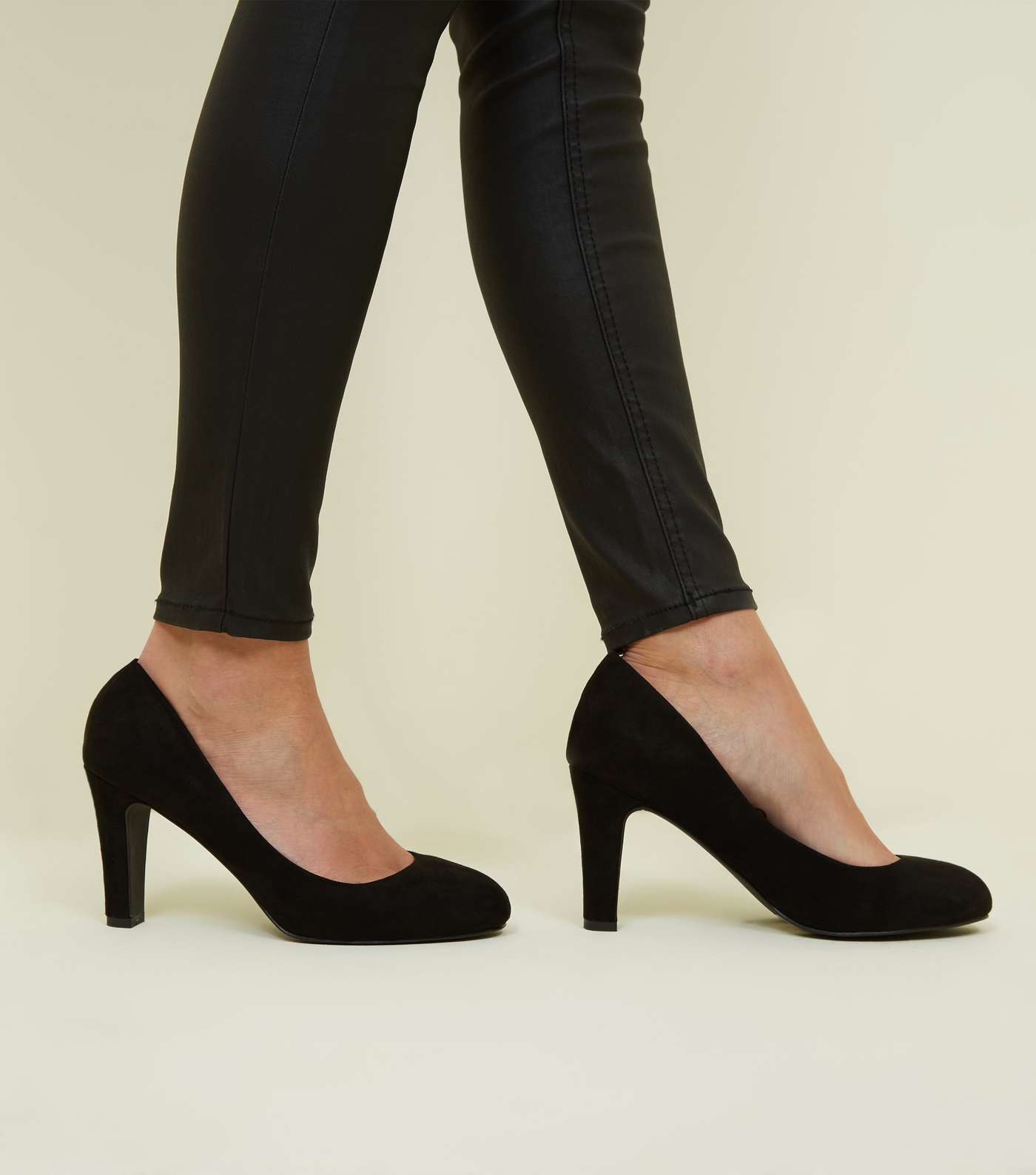 Black Comfort Flex Suedette Court Shoes Image 2