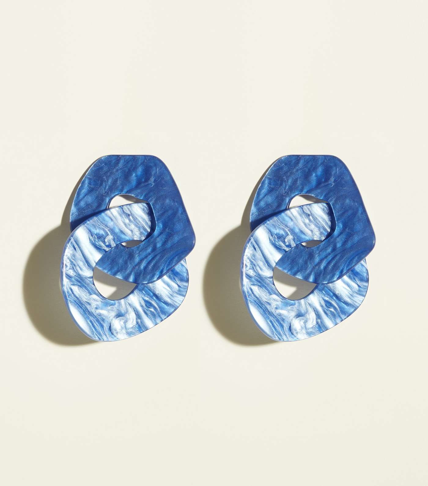 Bright Blue Link Drop Resin Earrings