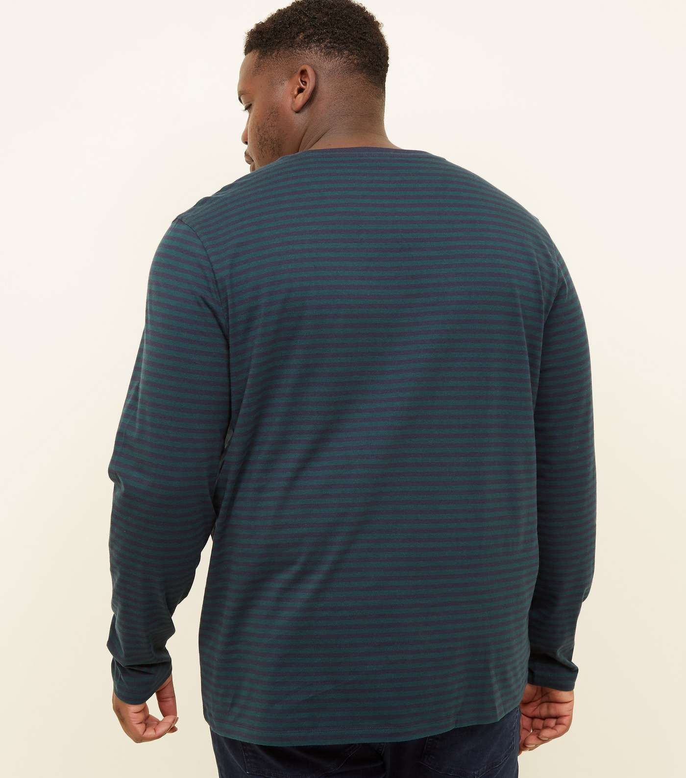 Plus Size Dark Green Stripe T-Shirt Image 3