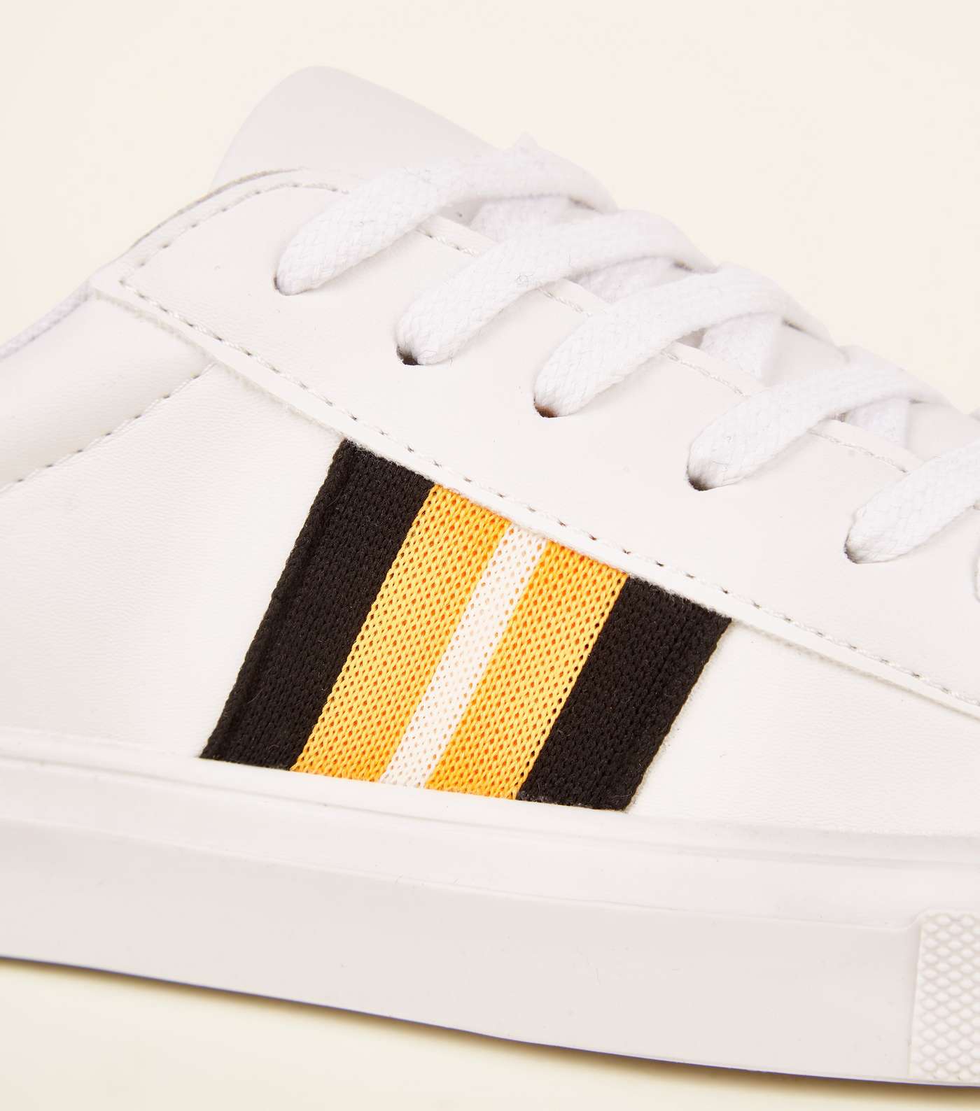Girls White Leather-Look Side Stripe Trainers Image 3