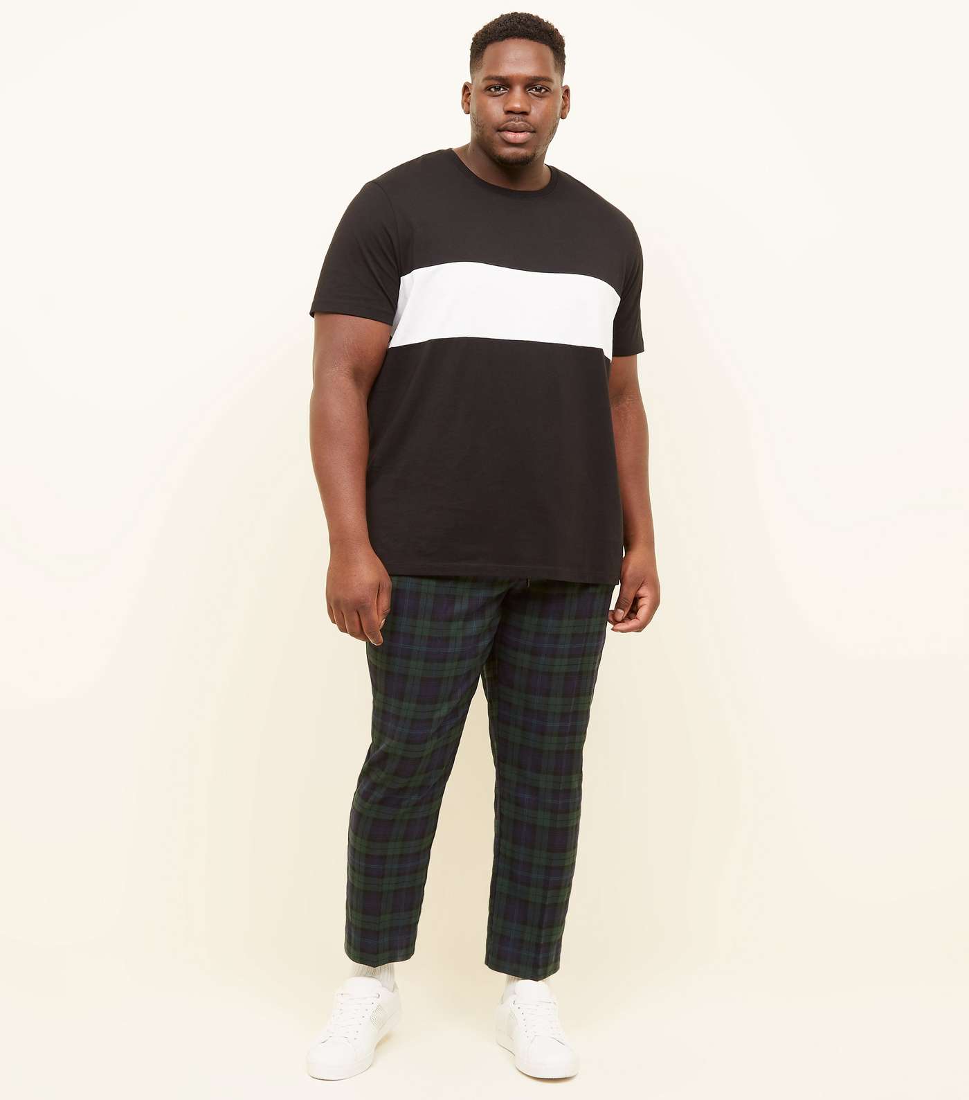 Plus Size Black Colour Block T-Shirt Image 2