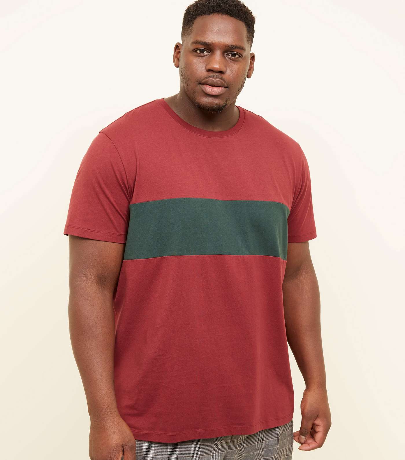 Plus Size Dark Red Colour Block T-Shirt