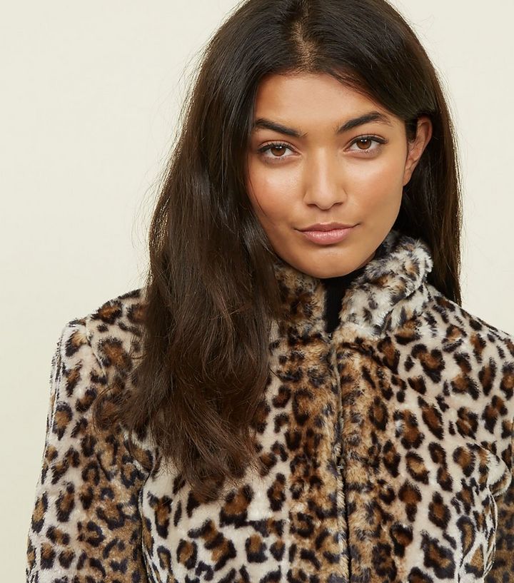 Jdy Brown Leopard Print Faux Fur Coat, New Look Leopard Print Faux Fur Coat