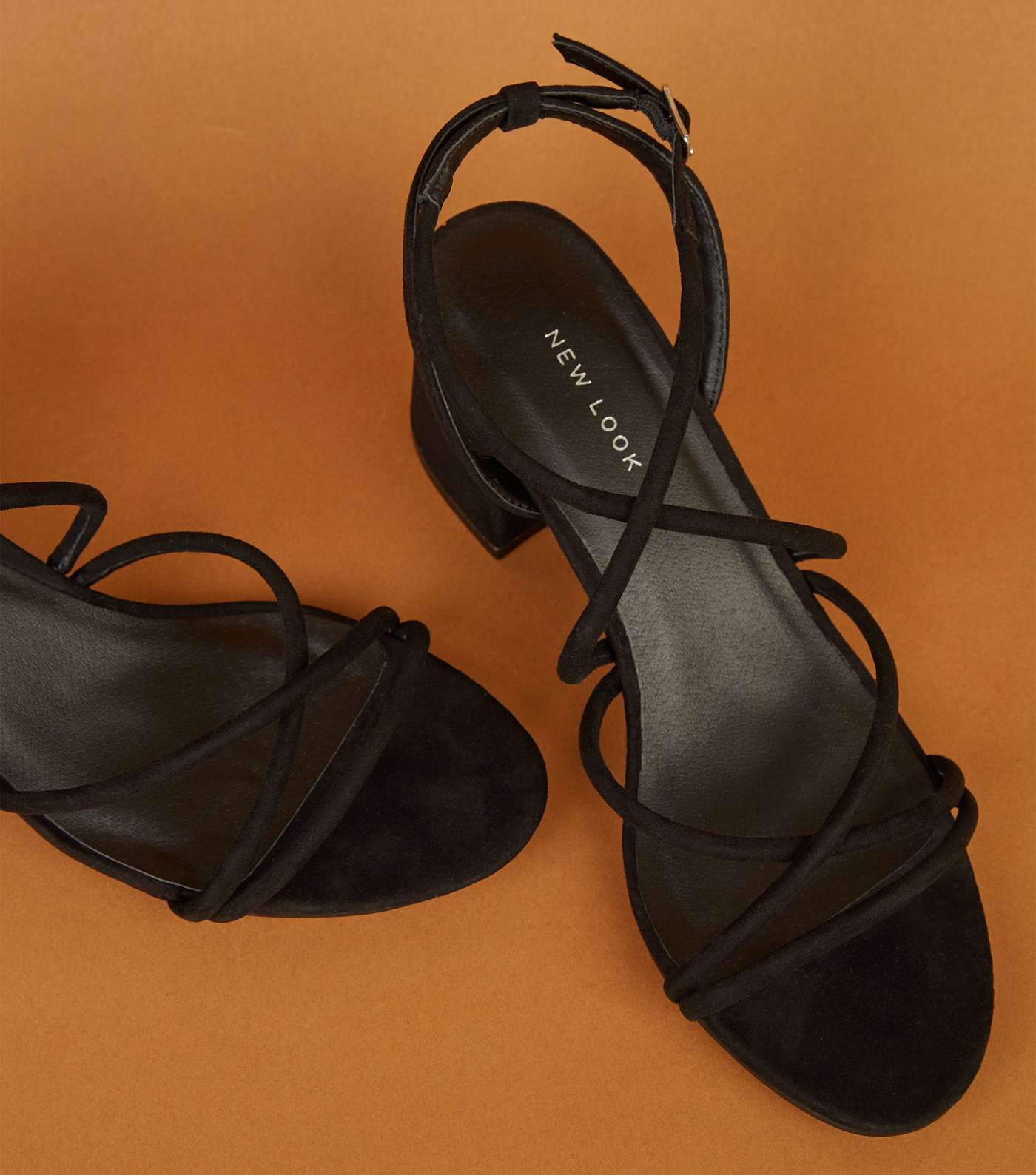 Black Tube Strap Low Heel Sandals Image 4