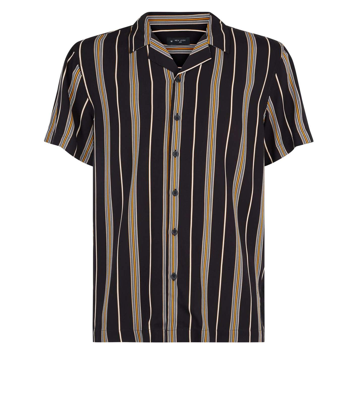 Black and Mustard Stripe Short Sleeve Shirt Image 4