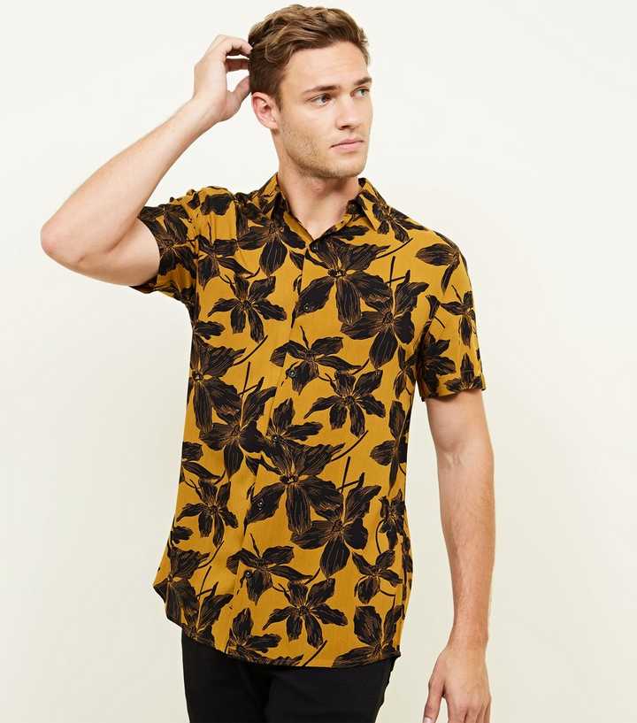 Mustard Floral Short Sleeve Shirt