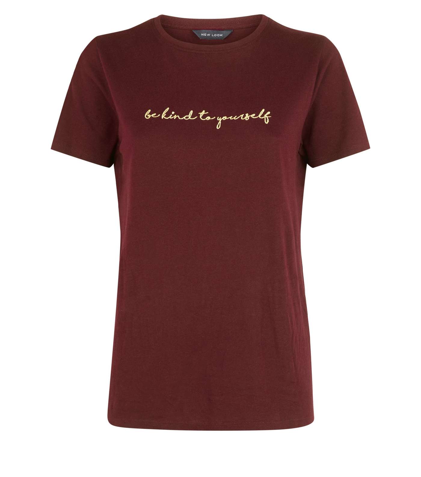 Burgundy Kind To Yourself Embroidered Slogan T-Shirt Image 4