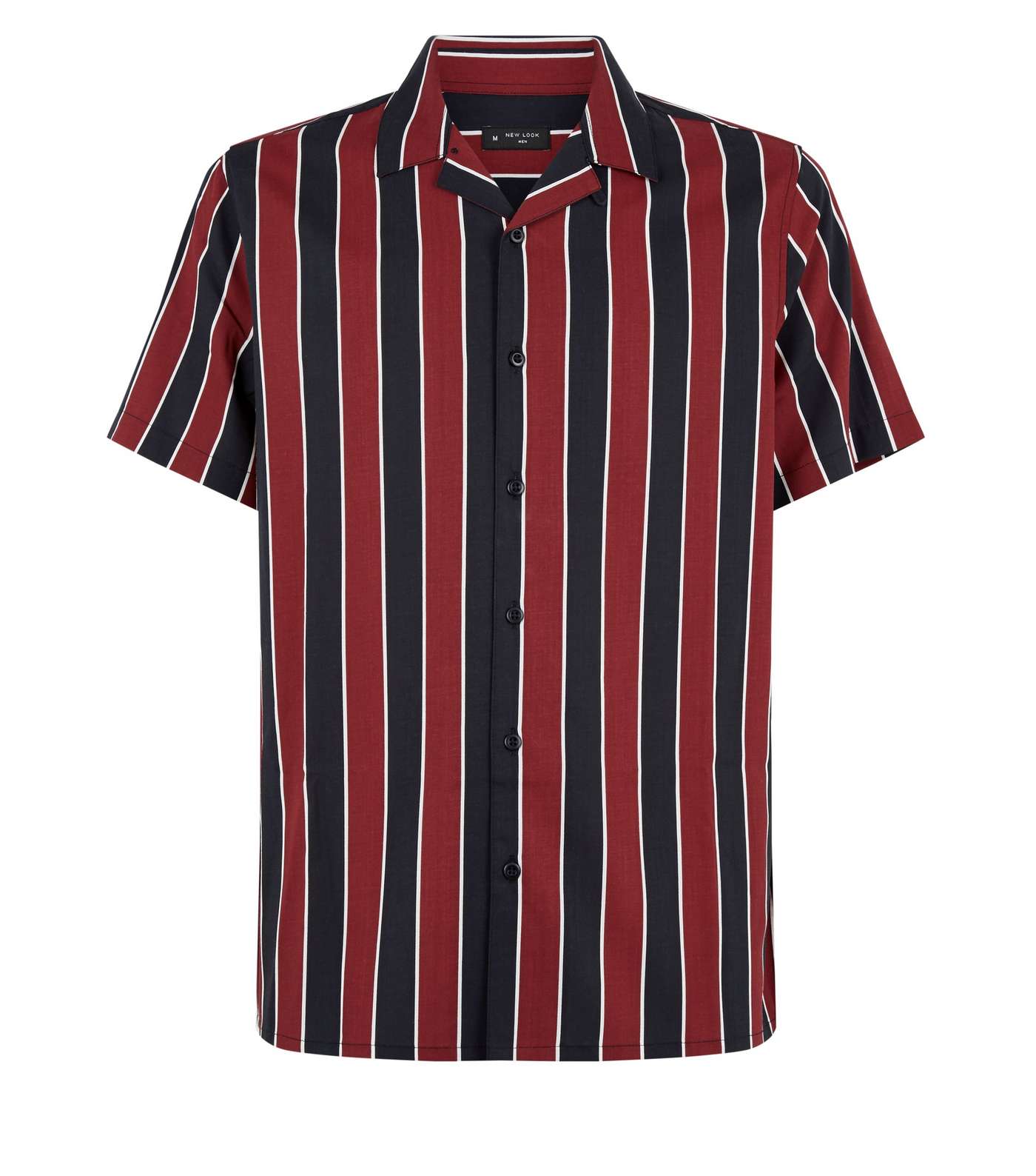 Red Stripe Revere Collar Short Sleeve Shirt Image 4