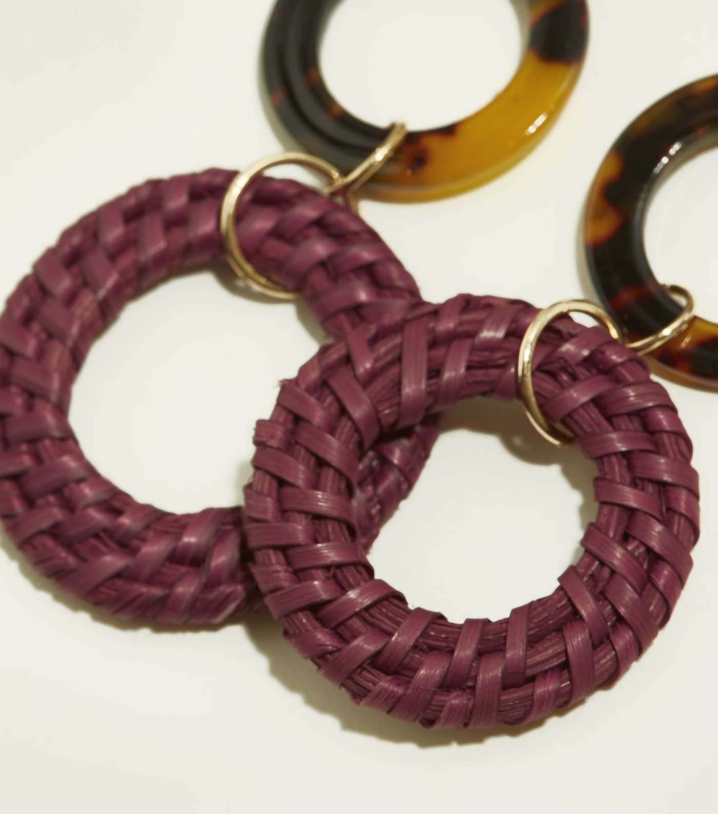 Burgundy Geometric Bead 2 Drop Hoops Earrings Image 3