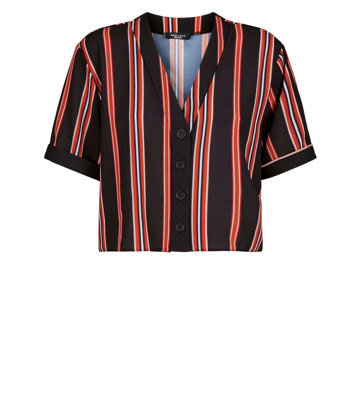 Petite Orange Stripe Crepe Boxy Shirt Image 4