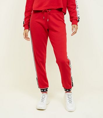 red stripe joggers womens