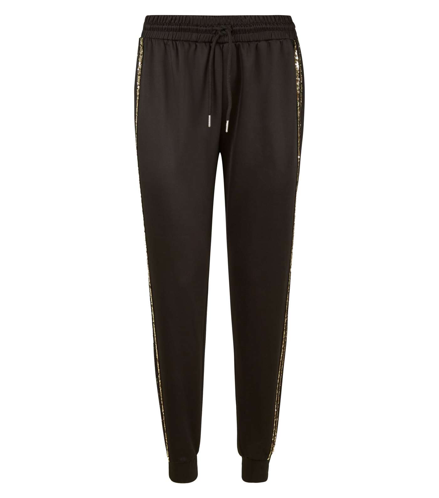 Black Sequin Side Tape Joggers  Image 4