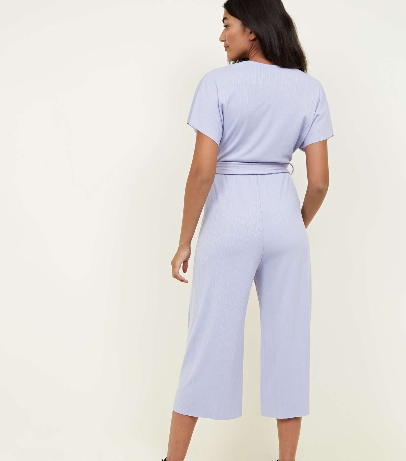 Lilac Ribbed Faux Horn Buckle Culotte Jumpsuit Image 3