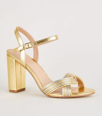 Rose Gold Glitter 2 Part Square Open Toe Block Heel Sandals | New Look