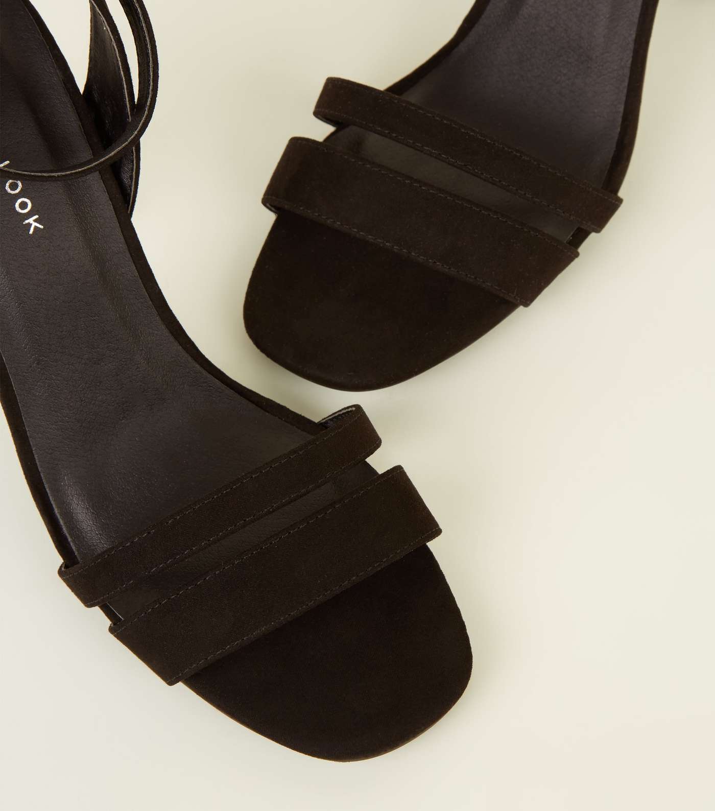 Black Suedette Strappy Clear Block Heels Image 4