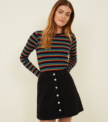 new look black denim mini skirt