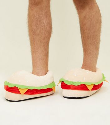 Chaussons jaune p le design burger matelass New Look
