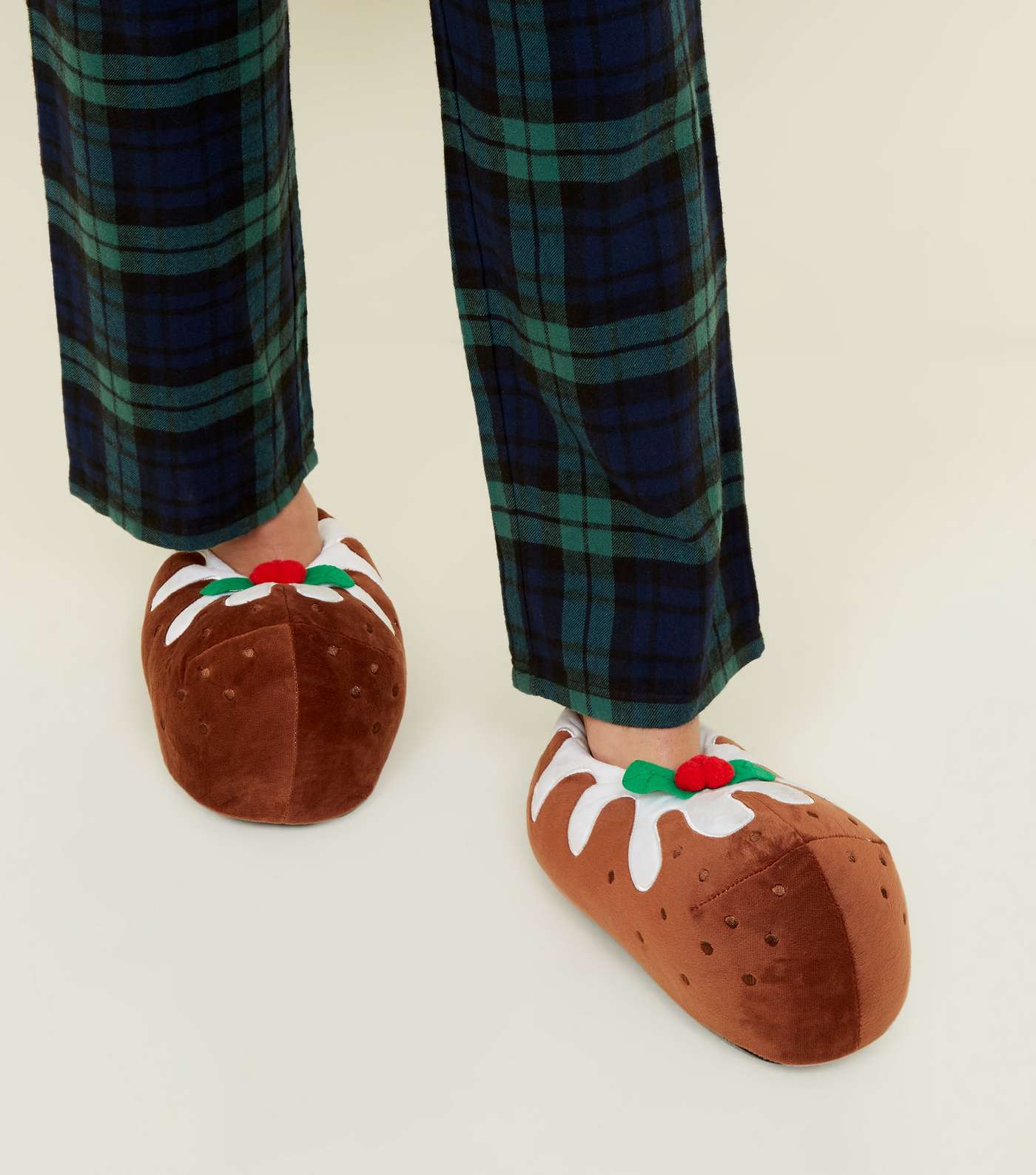 Brown Christmas Pudding Slippers