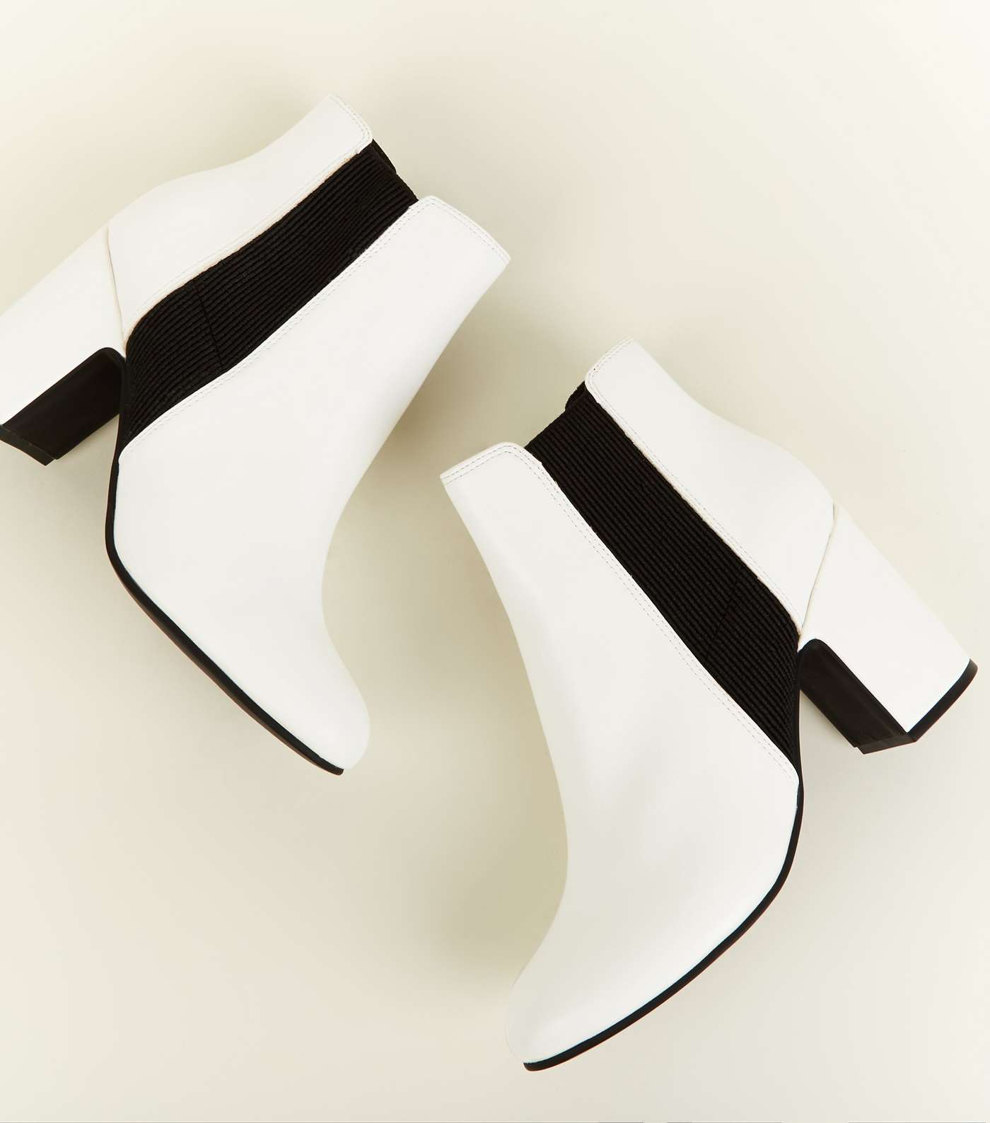 White Leather-Look Block Heel Chelsea Boots Image 3
