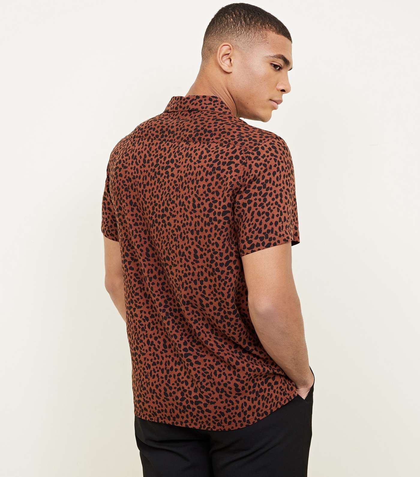 Brown Leopard Print Short Sleeve Shirt Image 3