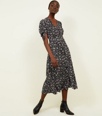 floral button up midi dress