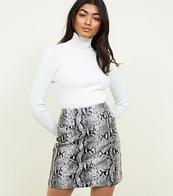 snake print skirt grey